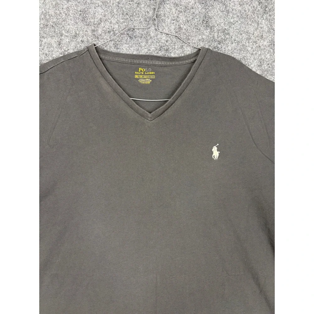 Polo Ralph Lauren Mens V-Neck T-Shirt XXL Gray Short Sleeve Pony Logo Cotton
